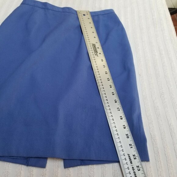 Paul Stanley Womens Pencil Cut Straight Skirt Back Zip Button Wool Size 8 Blue - Picture 5 of 5